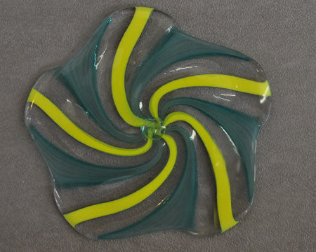 5.5" Yellow & Turquoise Pinwheel Rondel