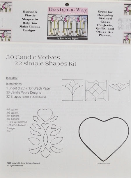 Design-A-Way 30 Candle Votives-22 Simple Shapes--Stencil Kit